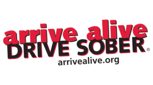 the logo of arrive alive drive sober